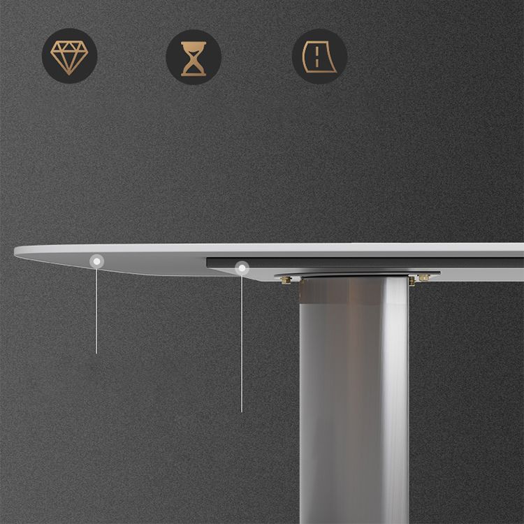 Gold Stone Top Dining Table Rectangle Grey Base Modern Table