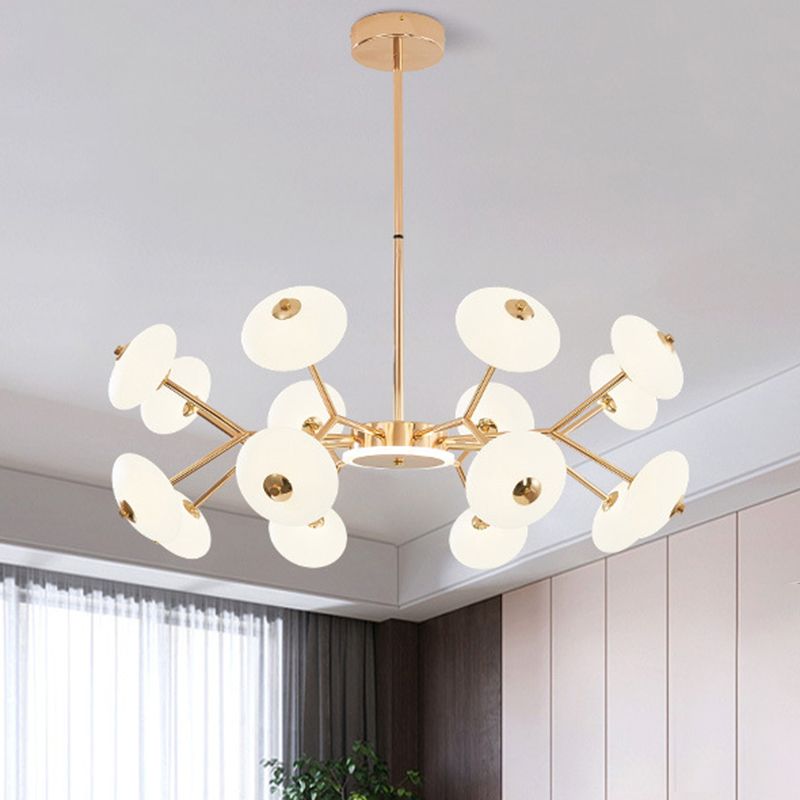 Bean Shaped Chandelier Minimalist Acrylic Bedroom LED Hanging Ceiling Light in Gold