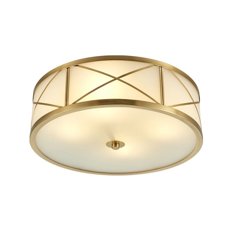 American Style Ceiling Lamp Glass Gold Flush Mount Lighting for Bedroom