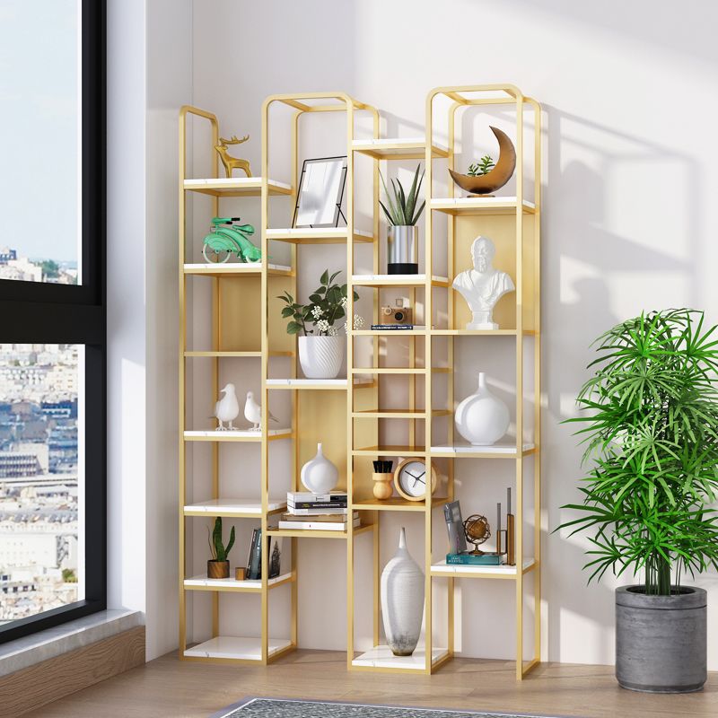 Glam Style Metal Bookshelf Open Etagere Shelf Bookcase for Home Office