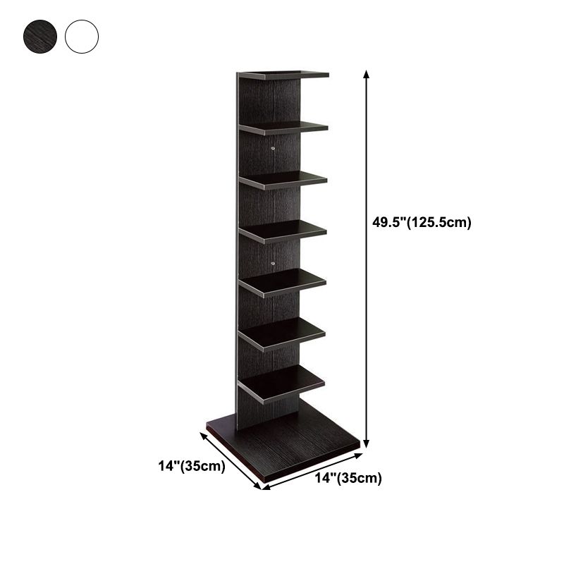 Contemporary 13.77" Wide Bookshelf Wood Geometric Shelf Bookcase