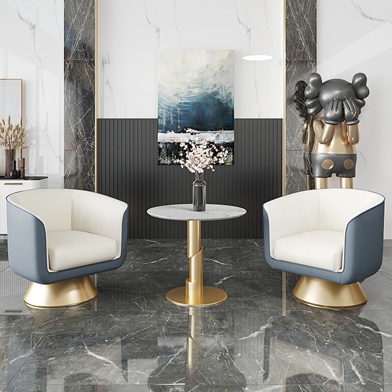 25.59" Wide Barrel Chair Faux Leather Arms Included Chair for Living Room