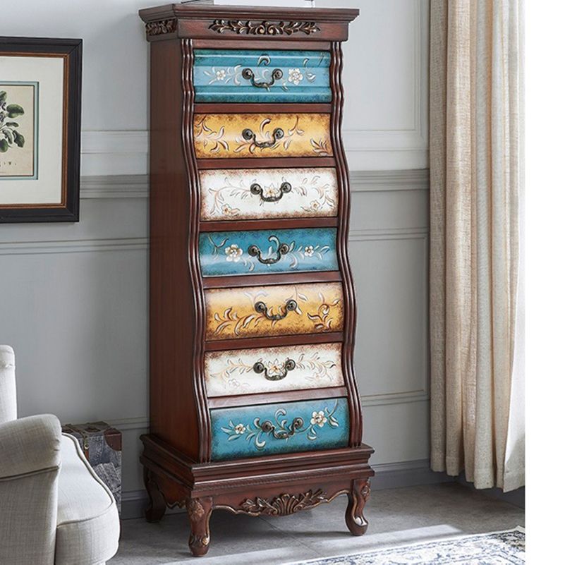 Traditional Birch Lingerie Chest Vertical Storage Chest Dresser for Home