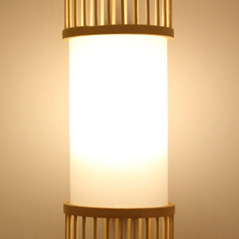 Cylindrical Wall Mounted Lighting Minimalist Style Wood Beige Wall Mounted Light Fixture
