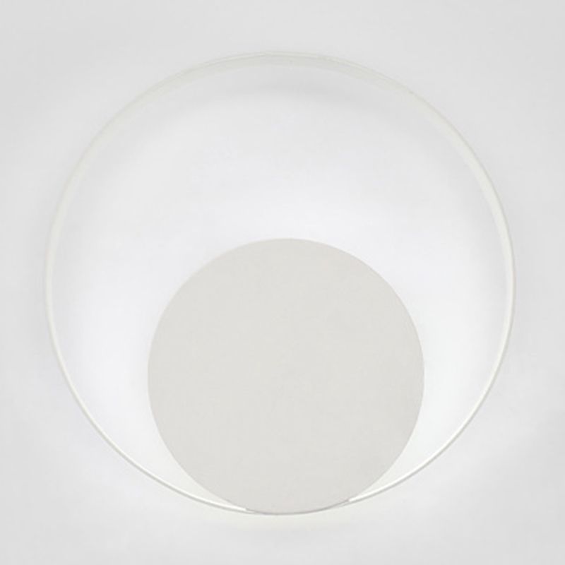 Round Shape Wall Lamp Modern Style Metal 1 Light Sconce in White and Black