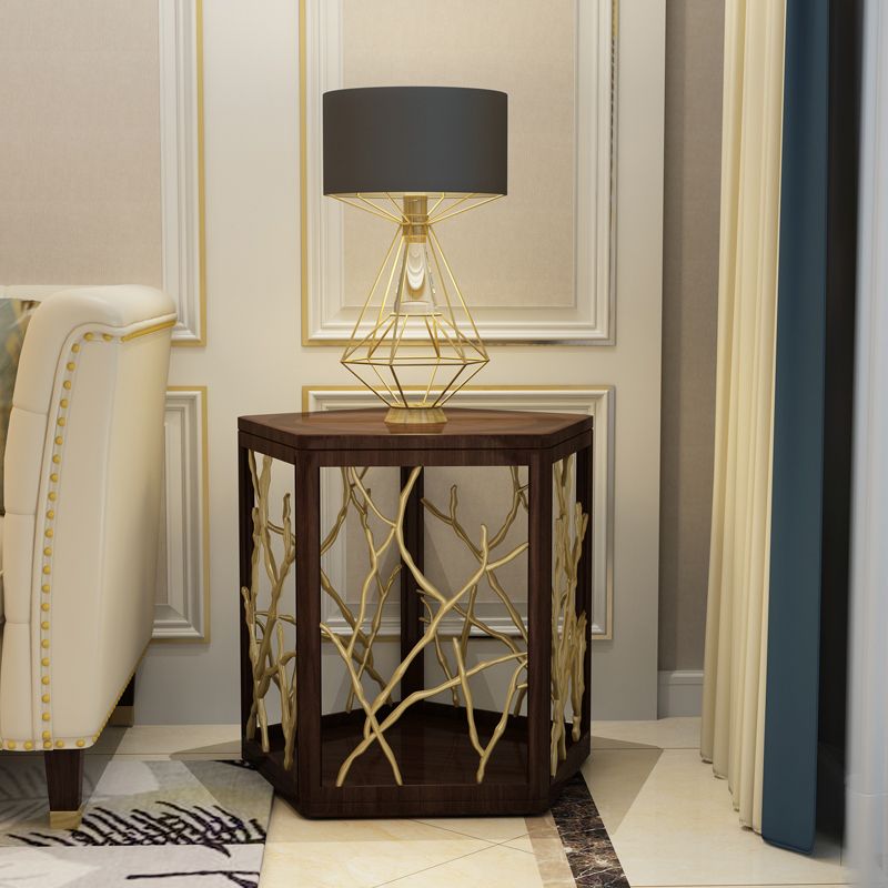 15" Wide Glam Corner Table Solid Wood Gold Accent Side Table
