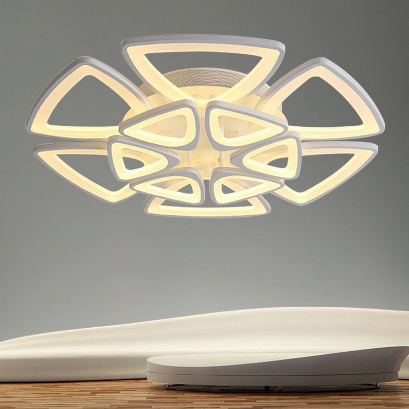 Moderne Blume LED LED SEMI BUSH LELLEN Acryl Wohnzimmer Deckenleuchte in Weiß montiert