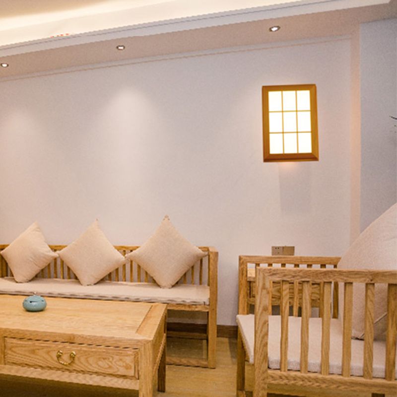 Japanese Style Led Wall Light Wooden Rectangle Shape Wall Lamp for Living Room
