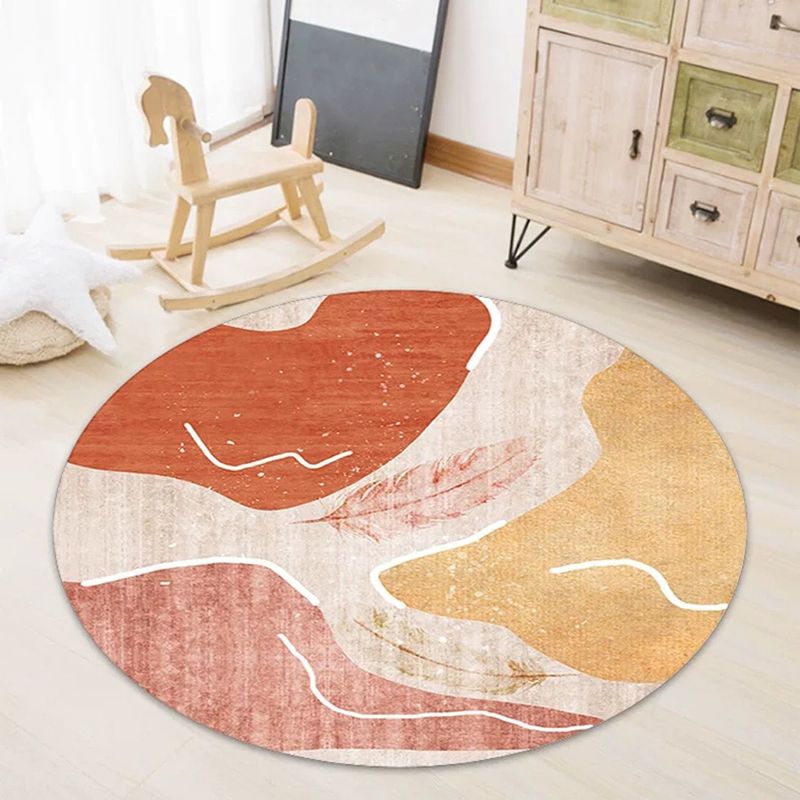 Orange Modern Carpet Polyester Color Block Carpet Stain Resistant Carpet for Living Room