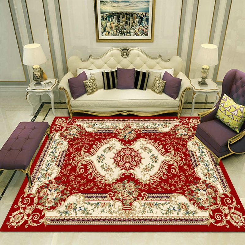 Funky European Rug Classic Medallion Print Area Rug Polyester Stain Resistant Carpet for Home Decor