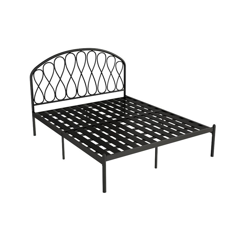 Open-Frame Bed,47.24" H Arched Headboard Slat Bed with Metal Legs