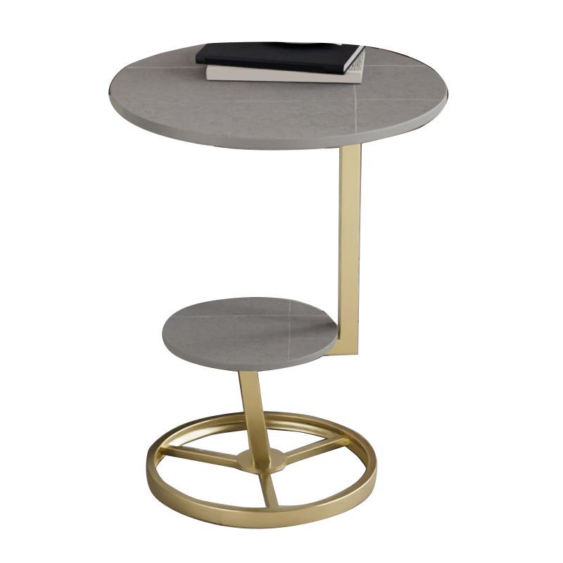 Modern Double Tier Side End Table Round Corner Table for Living Room