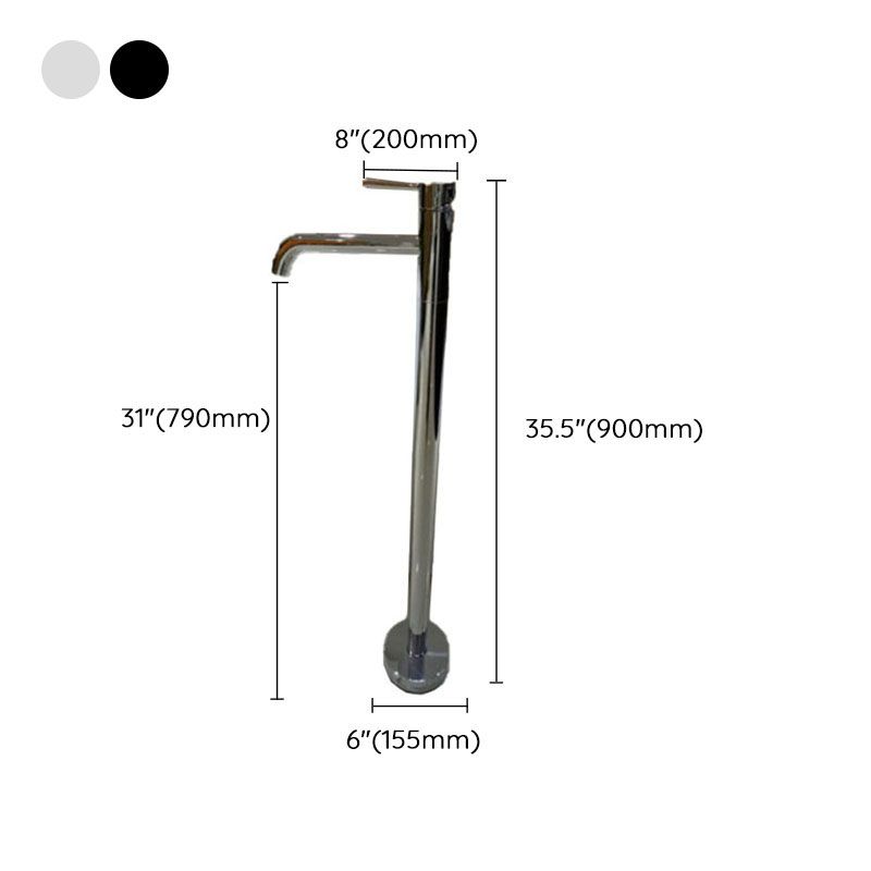Modern Floor Mounted Metal Freestanding Tub Filler Single Handle Freestanding Faucet