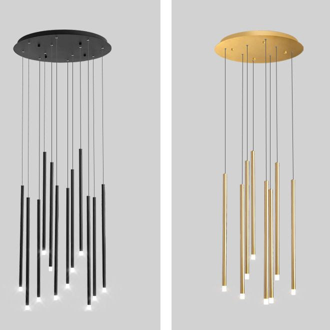 Metal Stick Shaped LED Pendant Simplicity Suspension Light Fixture for Spiral Stairs