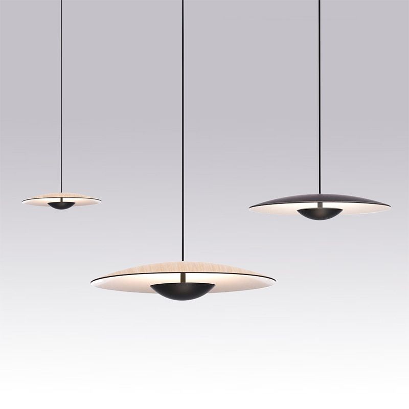 Nordic Modern Creative Metal Pendant Light Flat Round LED Small Suspension Light for Bedroom