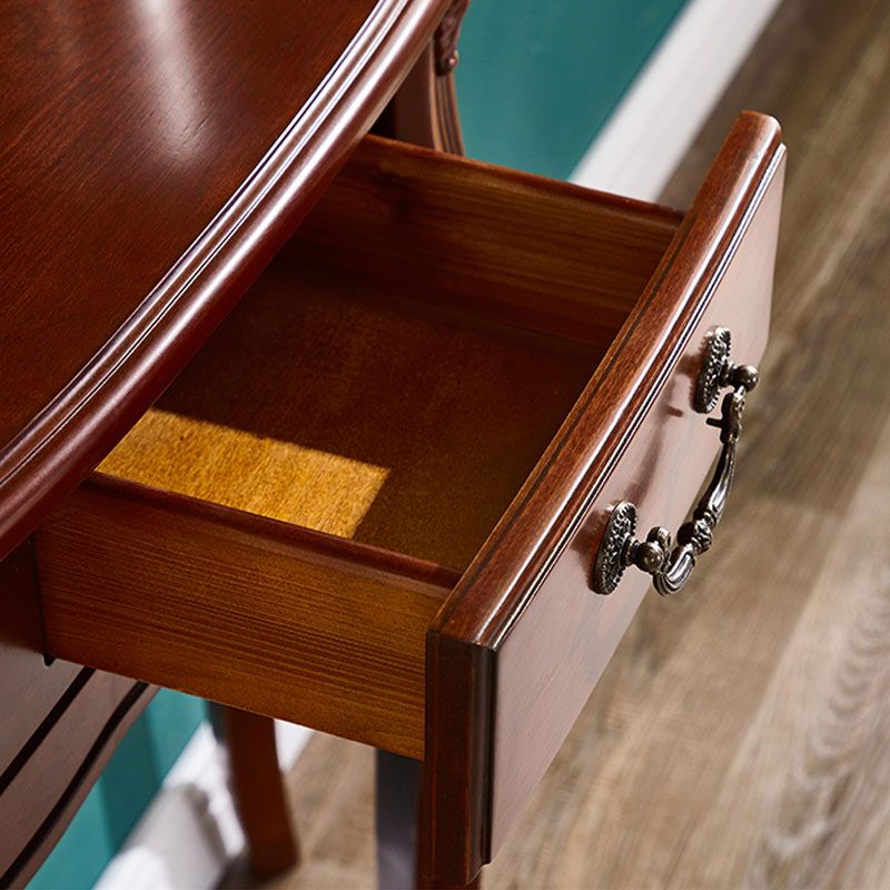 Rubbered Wood Console Table Mid-Century Modern Half Moon Accent Table for Hall