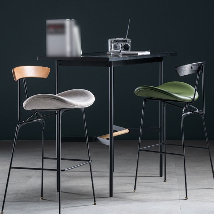 Industrial Leather Bristol Stool Matte Finish Footrest Low Back Barstool