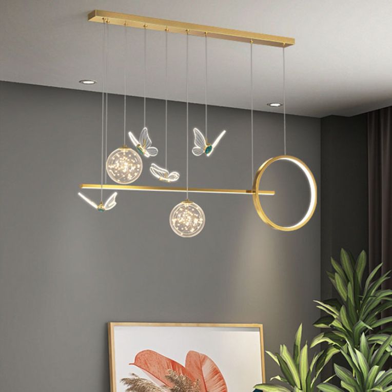 Modern Pendant Lighting Geometric Chandelier Light Metal 8 Light Island Lighting