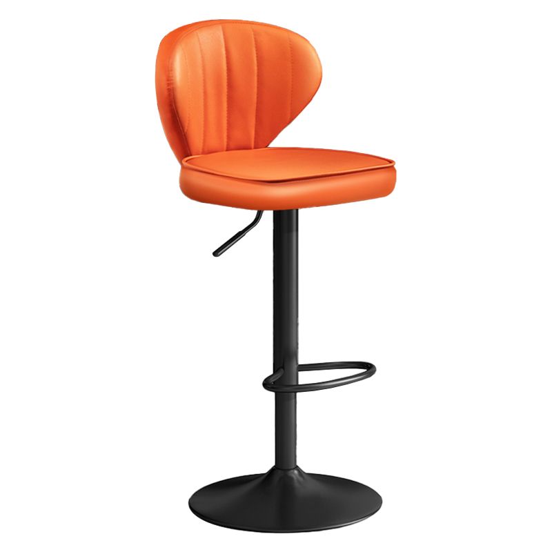 Nordic Style Leather Upholstered Barstool Adjustable Height Swivel Bar Stool