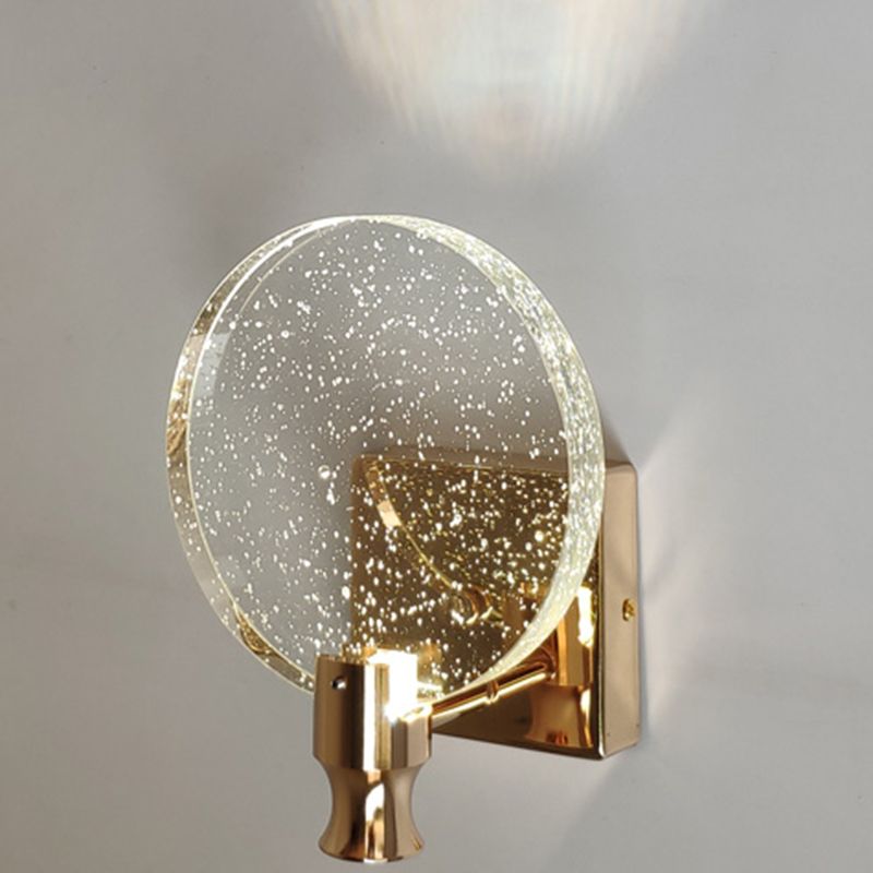 K9 Crystal Round Wall Lamp Simplicity LED Gold Vanity Lighting Fixture for Bathroom