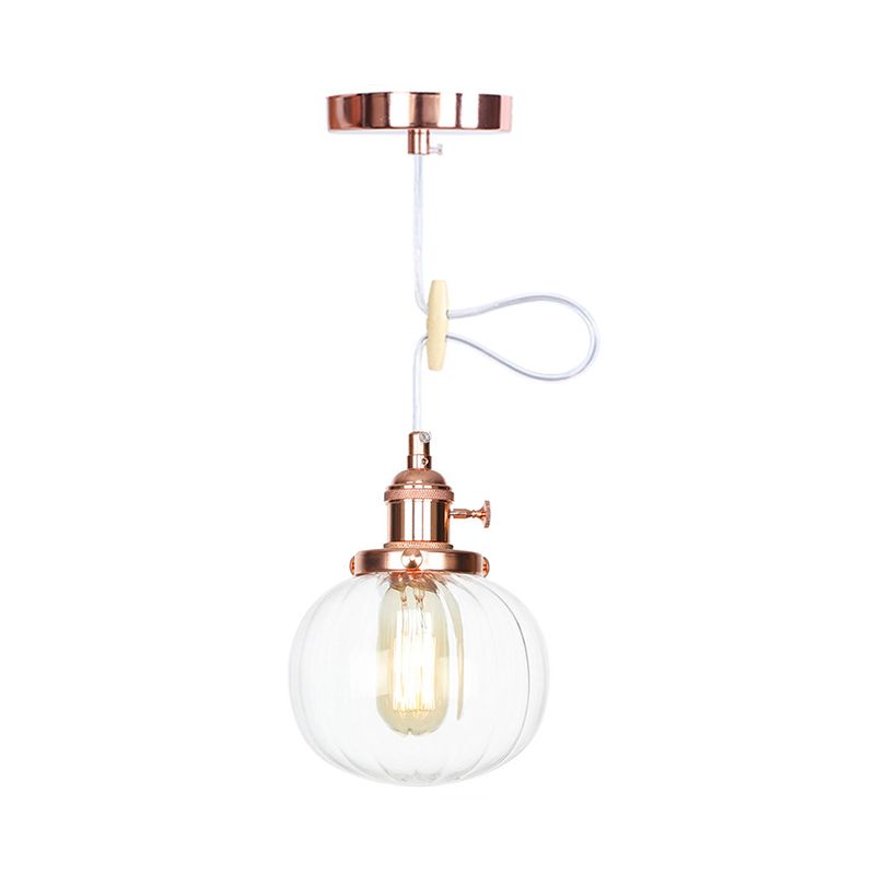 Lampada a sospensione globale Stile vintage Amber/Glass Clear Rested 1 Light Living Living Regolable Affermazione Luce in nero/Bronzo/Brass
