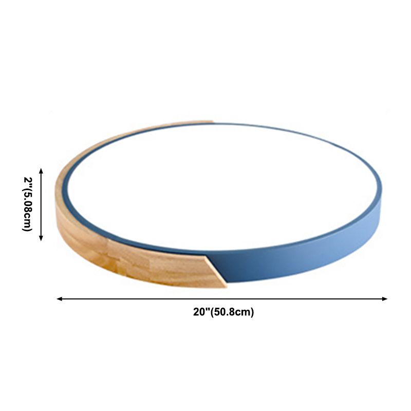 Plafondmontagelamp voor meisjesjongenskamer Macron-stijl Inbouwlamp van metaal en houten frame