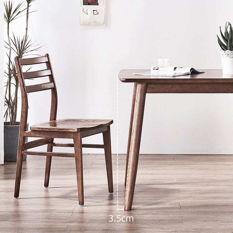 Mid-Century Modern Dining Table Brown Rectangle Solid Wood Dining Table