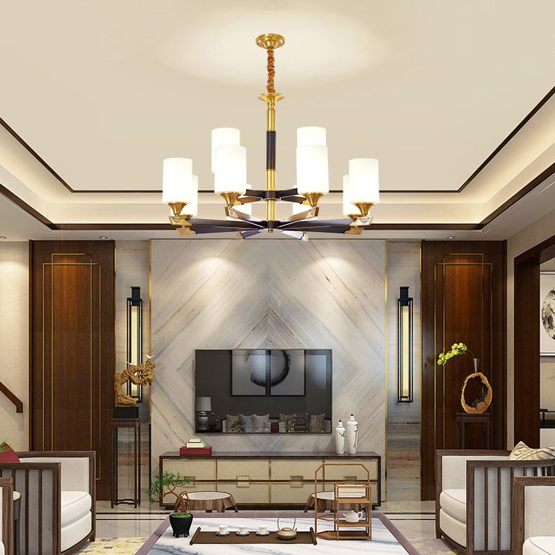 Modern Minimalism Style Cylindrical Hanging Chandelier Copper Ceiling Chandelier