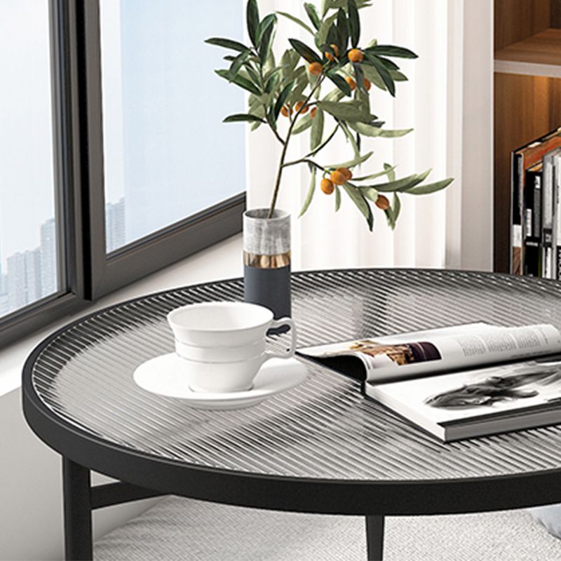 Minimalism 4 Legs Coffee Table Glass Top Coffee Cocktail Table with Shelf