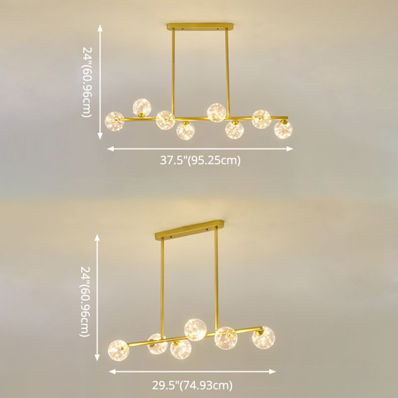 Wrought Iron LED Island Light in Modern Creative Style Glass Globe Pendant Light for Dining Room