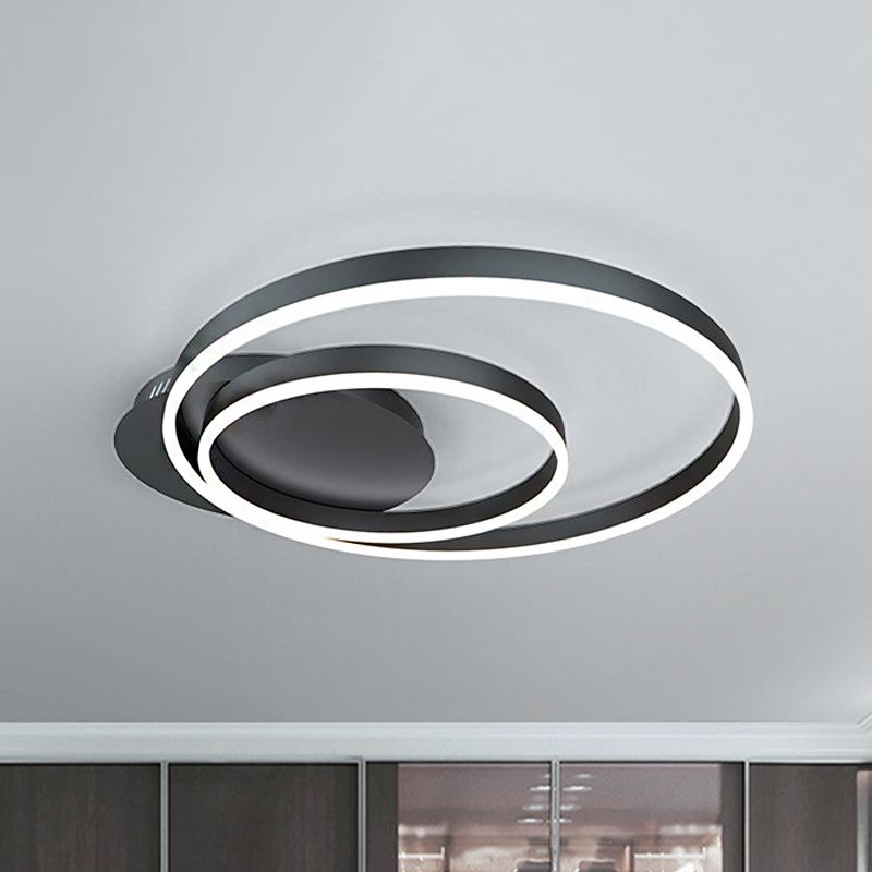 Zwart/bruin 1/2/3-ring semi-inbouwlicht eigentijds LED acryl plafondgemonteerd armatuur in warm/wit/natuurlijk licht, 16,5"/19,5"/23,5" breed