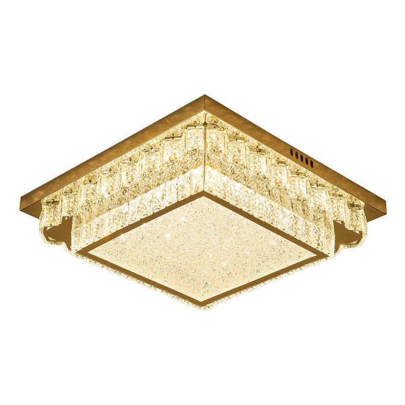 Clear Geometric Shaped Flush Light Simple Beveled Cut Crystal Led Surface Mount Ceiling Light