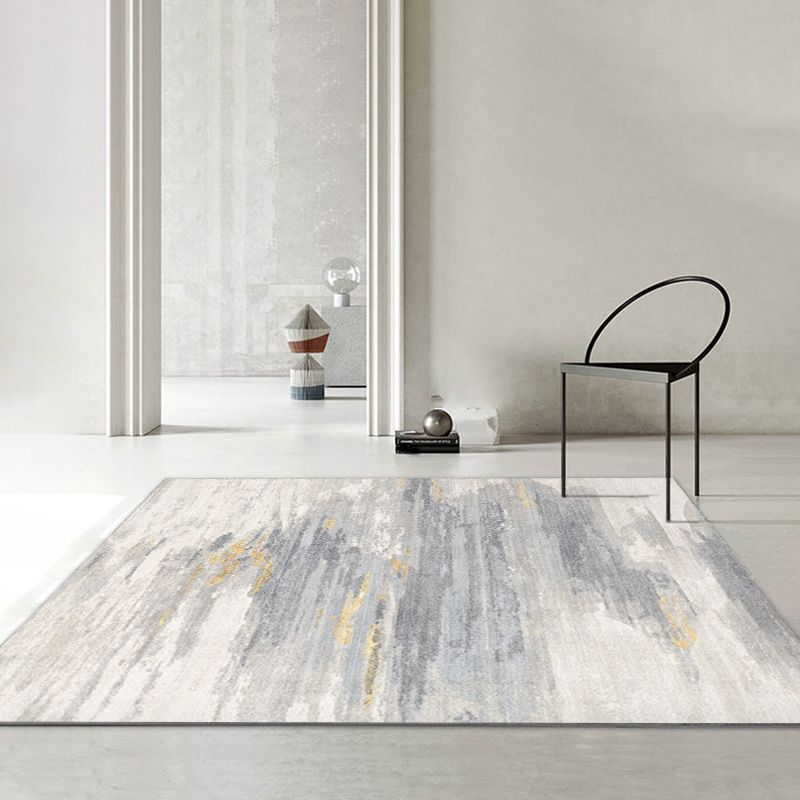 Grey Modern Carpet Polyester Graphic Carpet Washable Carpet for Home Decor