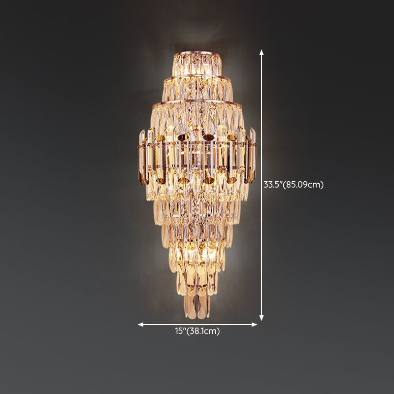 Crystal Geometric Shape Wall Sconces Modern Multi Lights Wall Mount Light Fixture in Gold