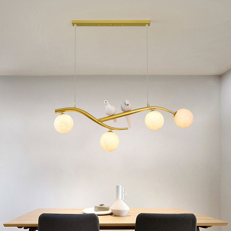 Modern Style Ball Shade Pendant Lighting 4-Lights Glass Hanging Lamp for Dining Room