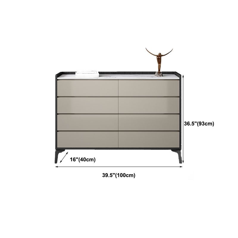 Contemporary Engineered Wood Chest Bedroom Storage Chest in Gray with Drawers