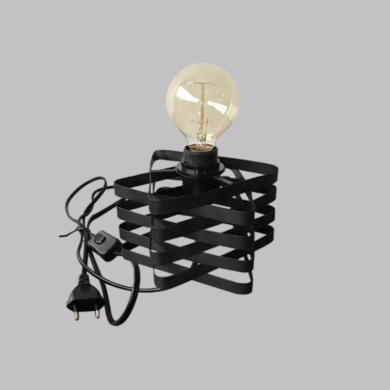 1 Kopftischlampe Industrial Stylish Zylinder/Barrel Metalltischleuchte mit Käfigbasis in Schwarz für Coffeeshop