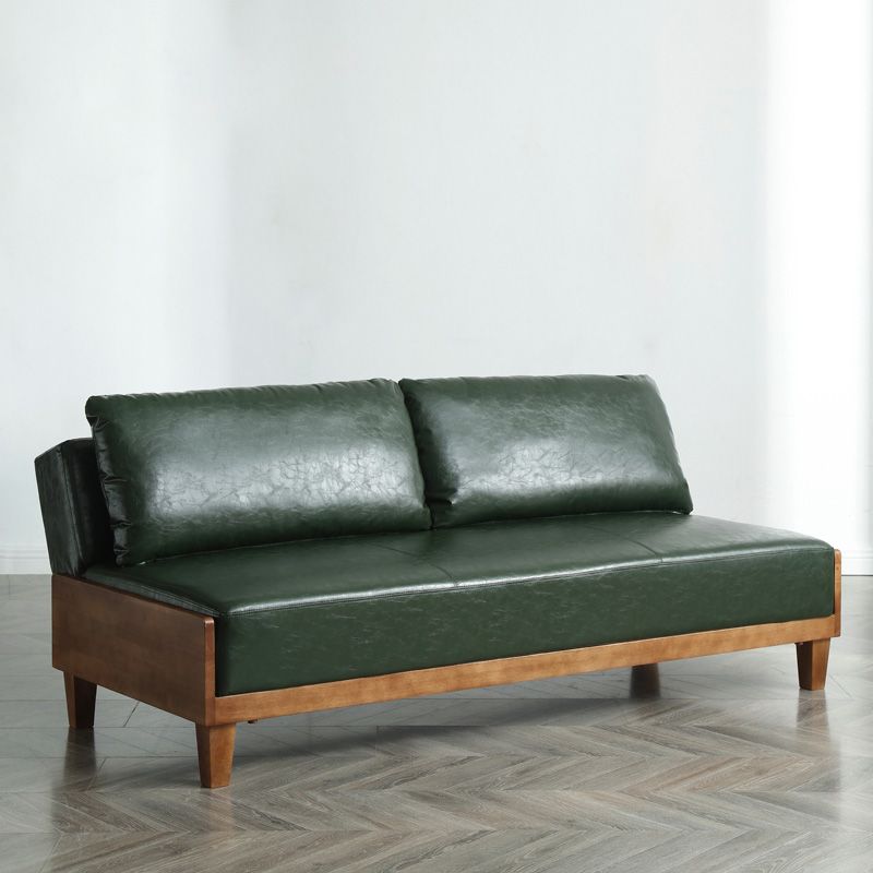 28.3"H Faux Leather Armless Convertible Sofa for Living Room