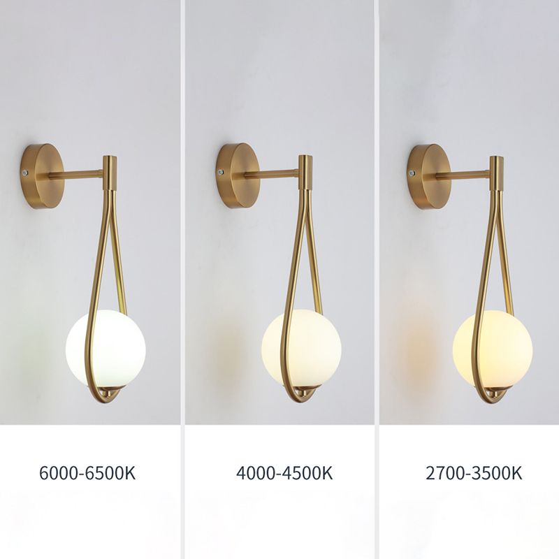 Lámpara de pared de lágrima de lámpara de pared de estilo simple moderno con sombra de vidrio de bola