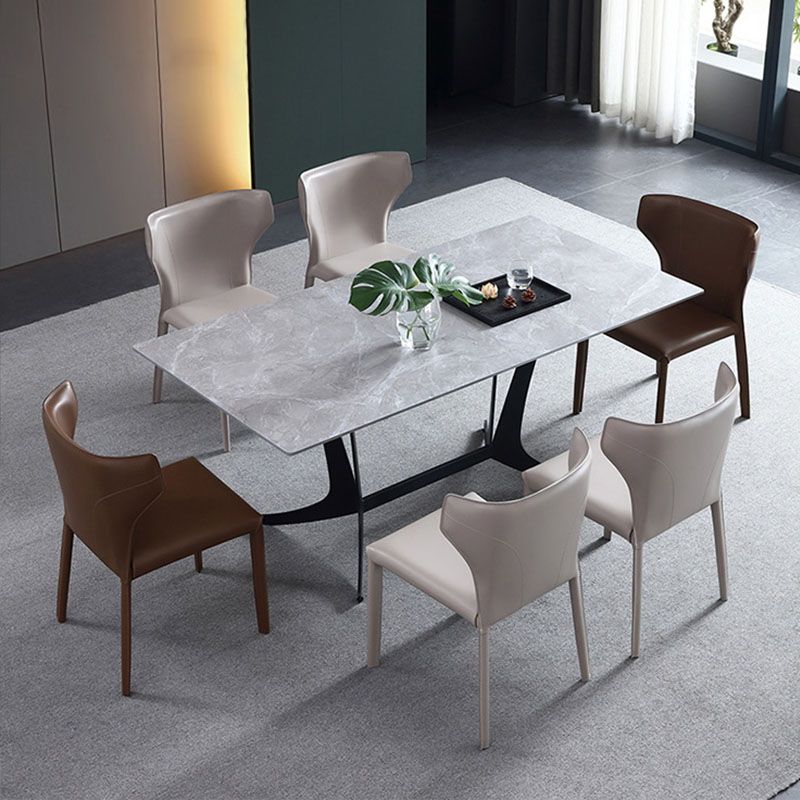 Contemporary Style Chair Armless Wingback Side Chair with Metal Legs for Home