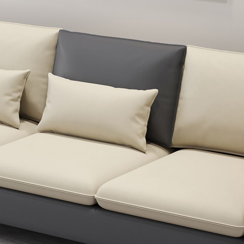 35.4"H Modern Square Arm Faux Leather Sofa& Chaise for Living Room