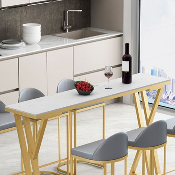 Stone Bar Table Set Glam Style Rectangle 1/2/7 Pieces Pub Table Set