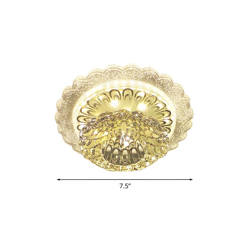 LED Blossom Flush Mount Modernism Clear Crystal Ceiling Light Fixture for Hallway in Warm/White Light