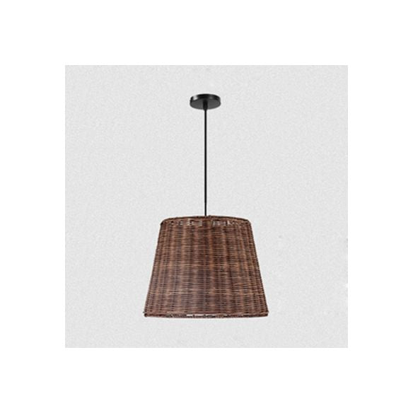 1/3-Head Restaurant Hanging Light with Cone Rattan Shade Country Stylish Brown Pendant Lamp