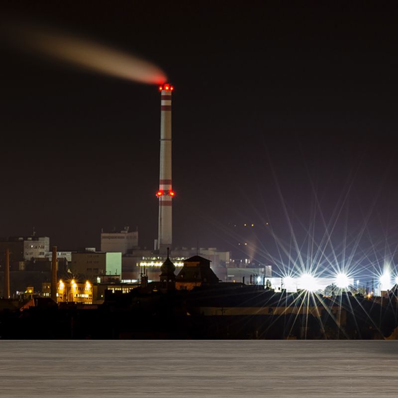 Novelty Beacon at Night Mural Decal for Dining Room, Gray, Custom Size Available