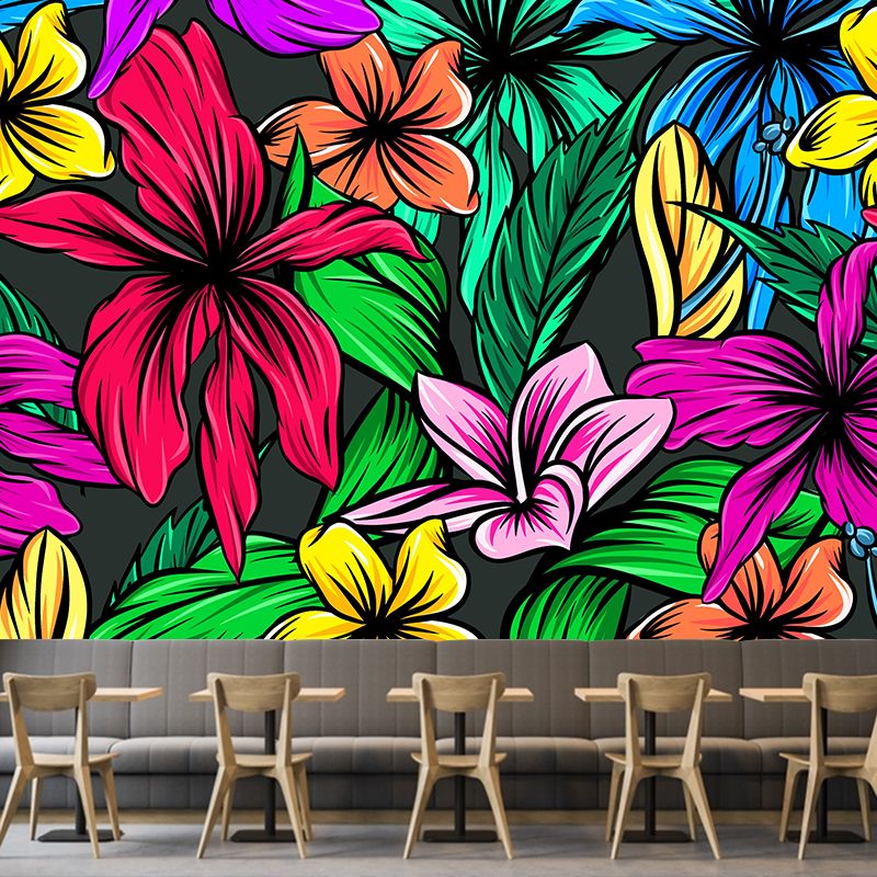 Mildew Resistant Ornamental Wall Mural Tropical Botanical Leaves Wall Covering for Accent Wall