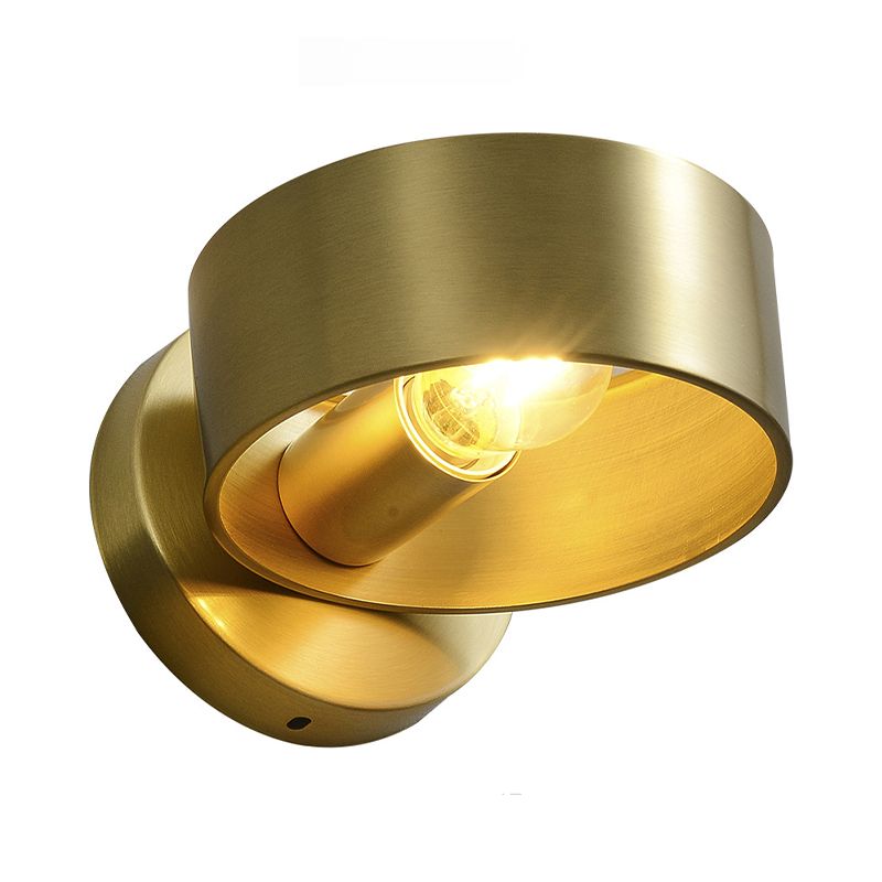 Luxury Round Sconce Wall Lighting 1-Light Metal Wall Mounted Light Fixture in Gold for Bedroom
