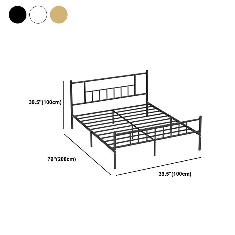 Contemporary Metal Standard Bed, Open-Frame Rectangular Headboard Bed