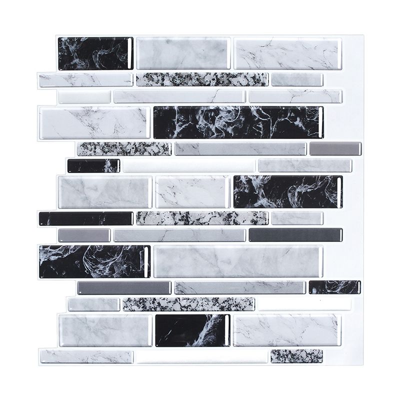 Marble Brick Wallpaper Panel Set Peel and Stick Farmhouse Restroom Wall Decor in Grey