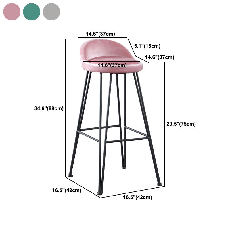 Industrial Footrest Counter & Bar Stool Low Back Indoor Velvet Counter Stool